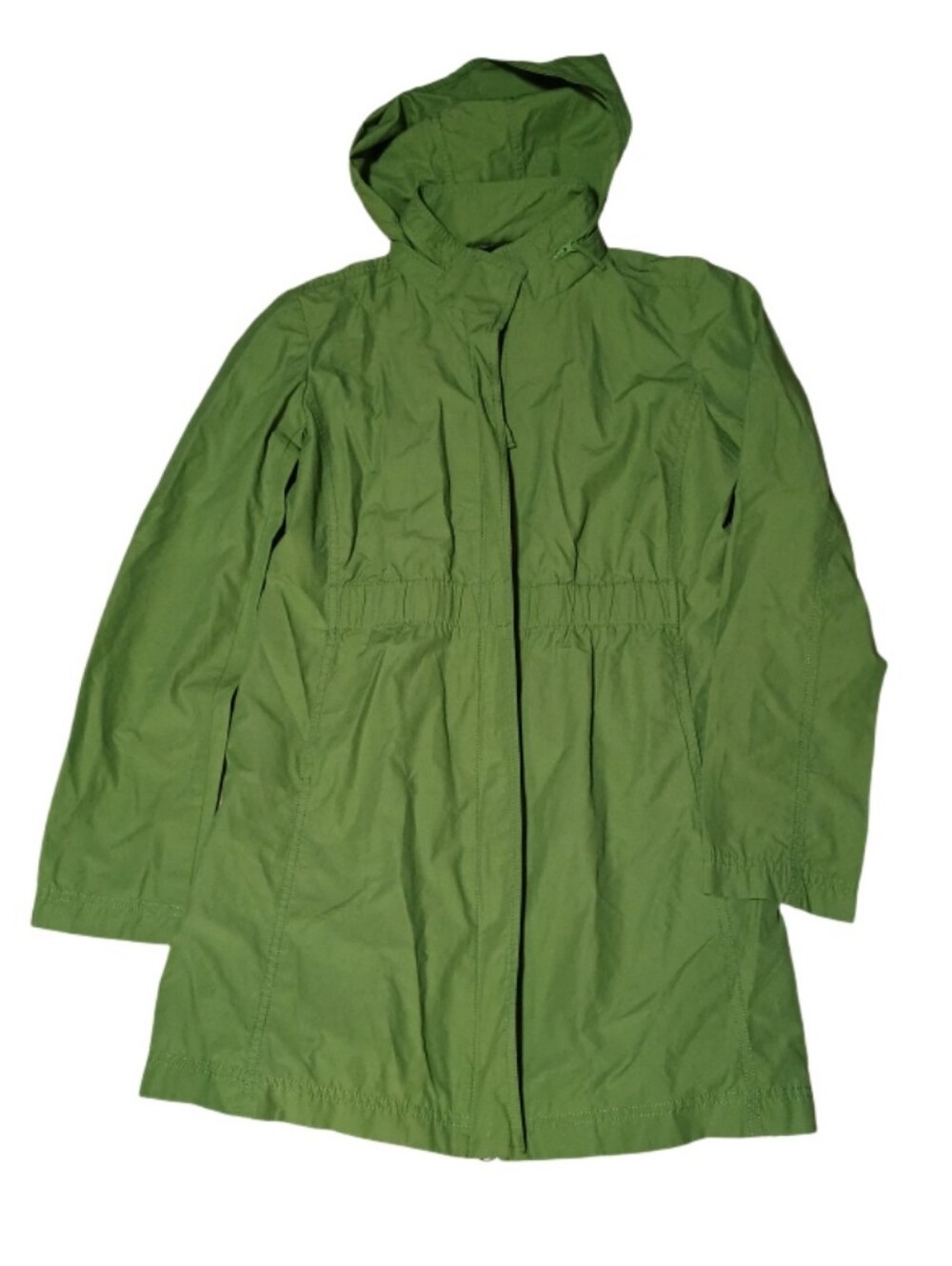 Eileen Fisher Green Hooded Lightweight Zip Jacket Coat XS Utility Rain Windbreak